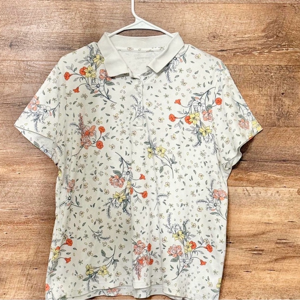 Land’s End Women’s XL Floral Print Vintage Polo Shirt